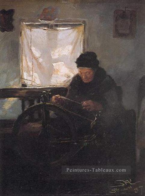 Anciana en la rueca 1887 Peder Severin Kroyer Peintures à l'huile